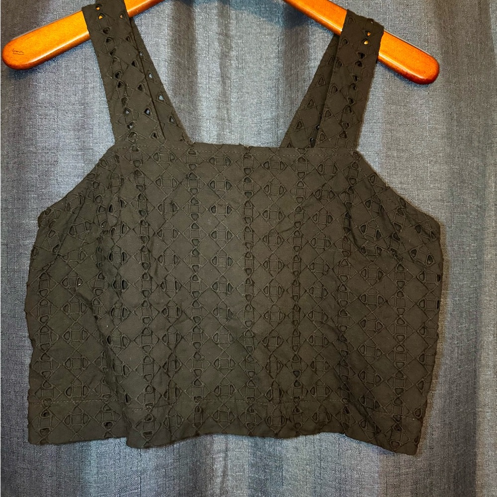 NWT Black Eyelet Women's Crop Top Tank Top